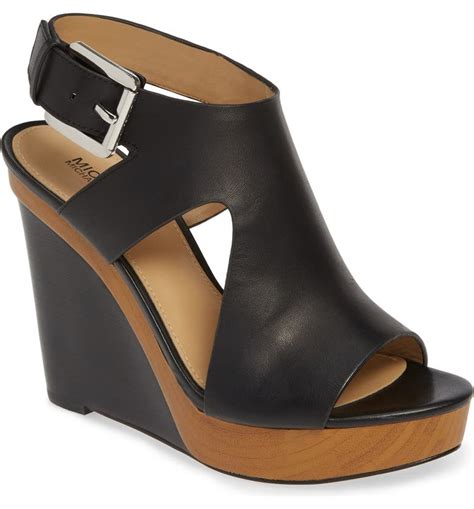 michael kors fisher leather wedge|michael kors wedge sandals women.